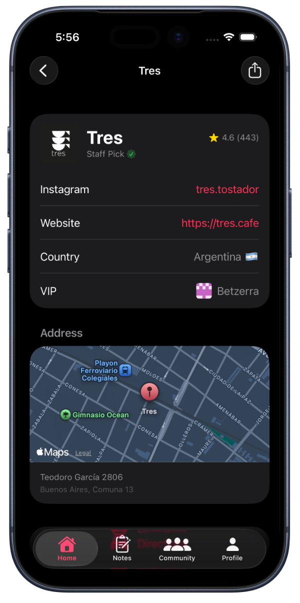 Coffee Shops directory with specialty cafes nearby